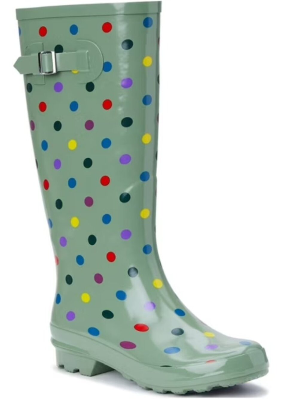 New Without Tags Time and Tru Women's Polka Dot Buckle Rain Boots - Picture 2 of 8